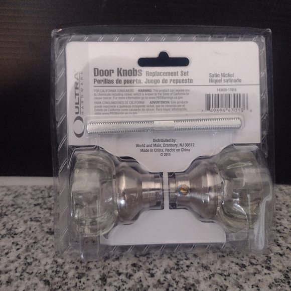 Door Knob Replacement Handle Set #43013 Satin Nickel, Spindle w/Hardware. New - Picture 3 of 6